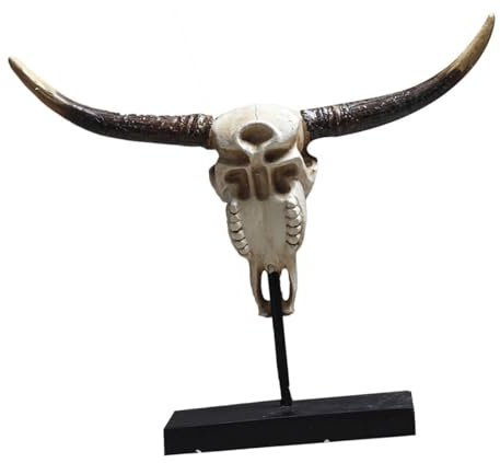 PRETYZOOM Ochsenkopf-Ornament Basteln Kreative Verzierung Vintage Wohnkultur Ornament Ochsenkopf Ochsenhornverzierung Ochsenhornschädel Figur Harz-anhänger Vintage-dekor Dekoration Hörner 3D