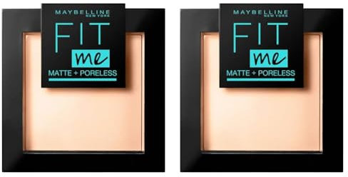 Maybelline New York Puder, Mattierend, porenverfeinernd und langanhaltend, Fit Me! Matte + Poreless, Nr. 120 Classic Ivory (Packung mit 2)