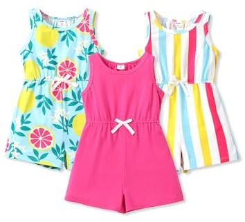 PATPAT Salopette Bambina e Ragazze, Tuta 3 Pezzi Estiva con Pantaloncini Corti, Vestito con Latzhose Teenager, Completo per Ragazze, Abbigliamento Ragazze 4-12 anni, Set di Pantaloni Corti