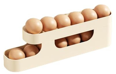 Dispensador de huevos para frigorífico, soporte para huevos para frigorífico,Soporte para huevos de nevera con rodillo para huevos multicapa - Dispensador de huevos apilable y enrollable, organizador