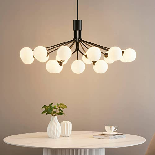 Kosilum – große elegante Hängeleuchte schwarz mit 18 Kugeln – Audrey – Licht warmweiß Beleuchtung Wohnzimmer Schlafzimmer Küche Flur – 18 x max 5 W – G9 – IP20