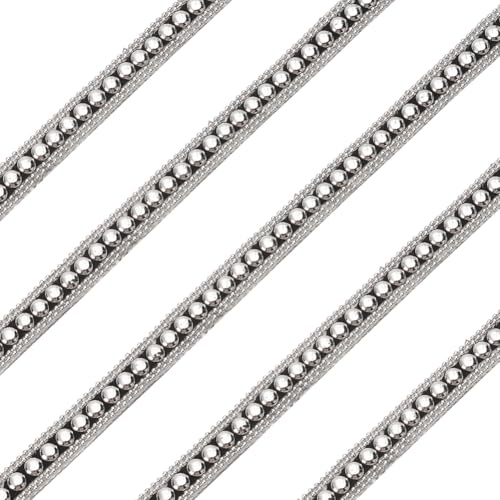 FINGERINSPIRE Cinta de cabeza de clavo de fijación en caliente de 2,29 m, 10 mm de ancho, cúpula redonda, para planchar con base de piel sintética negra, remache plano para decoración de bolsos, ropa,