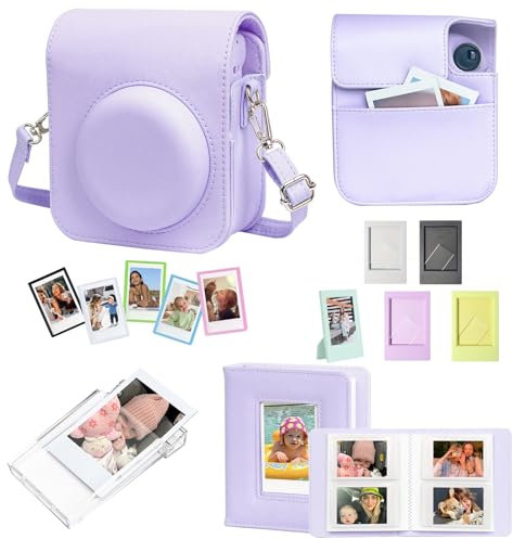 CAIYOULE Accessories for Fuji Instax Mini 12 Camera, Accessory Bundle Include PU Leather 12 Case, Mini Picture Album, Frames, Magnetic Photo Pouch，Photo Box (No Camera)，Purple