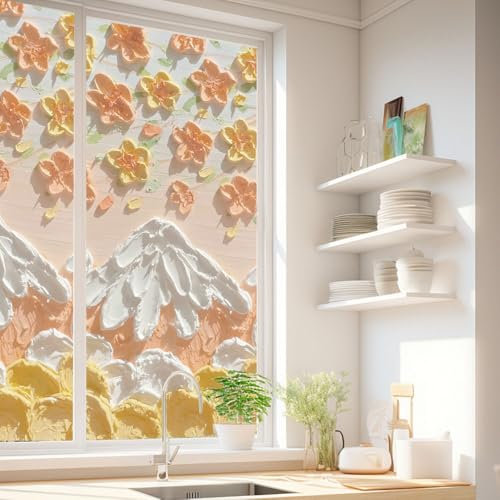 Vinilos para Cristales Blanco Naranja Graffiti Vinilo Opaco para Ventanas Vinilo Adhesivo Cristal Vinilo Ventana Vinilo para Ventanas Vinilo Ventana Privacidad Vinilo Cristal Autoadhesivo 50x100/4 Pcs