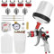 Potufa HVLP Pistola a spruzzo con 4 ugelli – 1,4 mm & 1,7 mm & 2,0 mm & 2,5 mm, pistola professionale per verniciatura ad aria compressa con bicchiere di plastica da 600 ml (bonus)