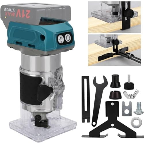 Router portatile senza fili, compatibile con batteria Makita da 18 V, router per legno senza spazzole, 30000 giri/min, per lavorazione del legno, palmming (senza batteria)
