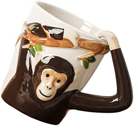 Cabilock Cute Monkey Ceramic Mug with Handle Novelty Coffee Cup for Office Home Heat-Resistant Water Cup for Tea Milk Juice Great for Friends Family