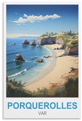 Porquerolles Var Vintage-Reiseposter, 30 x 45 cm, Leinwandkunst, Poster und Wandkunst, Bilddruck, moderne Familienschlafzimmer-Dekoration