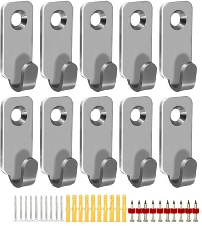 ZAAWUUT 10 ganchos de metal para colgar en la pared, acero inoxidable 304, mini J ganchos para colgar cuadros, espejo, alambre (plata)