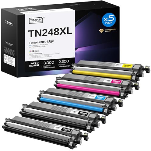 Timink 5 Stück TN248XL Tonerkartusche Kompatibel für Brother TN-248 TN248 XL Kompatibel für Brother MFC-L3740CDW MFC-L3760CDW MFC-L3740CDWE DCP-L3560CDW HL-L3240CDW MFC-L8390CDW HL-L3220CWE