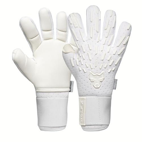 FEARLESS GOALKEEPERS Wolf X Snow Handschuhe - Atmungsaktive Torwarthandschuhe, Rutschfester Griff, Negativschnitt und Gefühl Zweiter Haut - Für Erwachsene & Kinder