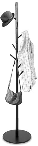 Bayt Portemanteau sur Pied en Bois - Base Ronde – 8 Crochets – Hauteur 175 cm – Marron