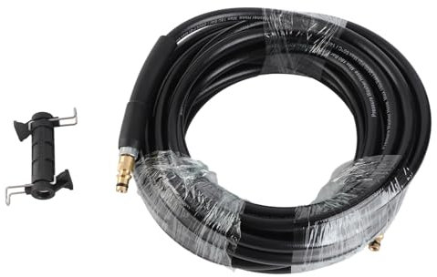10m Pressure Car Washer Hose PVC Extension Hose Three Layer Explosion Proof and Ultra Wear Pressure Washer Hose 180bar 2600psi Replacement for K2-K7 (10m with Extension Connector)