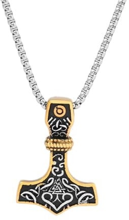 Collar Colgante Martillo Nórdico de Thor Acero Inoxidable Triángulo Vikingo Joyería Runa Unisex Acero Titanio Vintage