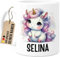 Tassenliebling® Einhorn Tasse personalisiert - Kindertasse mit Namen - Tiere Geschenke - Tasse mit Namen Kind - Personalisierte Geschenke Kinder - Kinderbecher aus Keramik 330ml