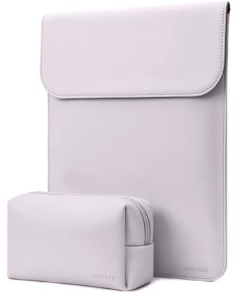 MOSISO Protective Laptop Case 13 inch, 13 inch Laptop Sleeve Compatible with MacBook Air M4 M3 M2 M1 2025-2018/Pro 13 M2 M1 2025-2016,Surface Pro, Faux Suede Leather Case with Small Bag, Dusty Lilac