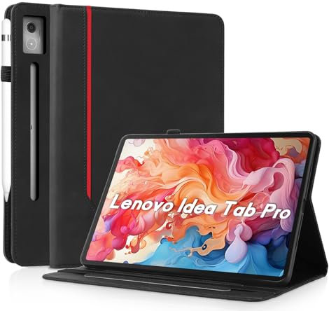 AsWant Coque pour Lenovo Idea Tab Pro 12.7 Pouces 2025 TB-373FU TB-375FC - Étui Housse de Protection Cuir PU avec Fonction Support/Portefeuille Coque Tablette (Noir)