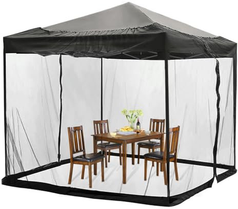 Mosquitera para Sombrillas, Mosquitera Exterior de 300 x 300 cm con Cremallera Mosquitera Ajustable Tienda de Campaña para Jardín Playa y Camping