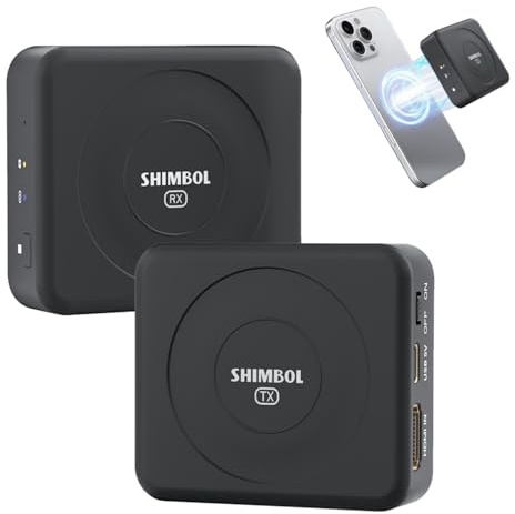 SHIMBOL ΤΡ ΝΑΝΟ Wireless Video Transmitter Receiver System – 150m kabellose Übertragung, 60ms Latenz, HDMI EIN-/Ausgang, Kompatibel mit Magnetic für Kamera & Smartphone(Black)