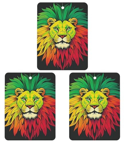 Lion's Head Majestic Auto-Lufterfrischer, 3 Stück, quadratische hängende Lufterfrischer-Karten, langanhaltende Duftkarten für Auto, Zuhause, Büro, schwarzer Stil
