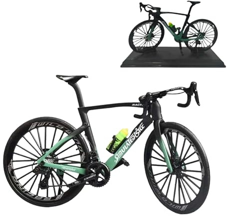 Shopsphère DISTRIBUTION Mini-Rennrad | Miniatur Bikes 1:6 | Metallrad | Schreibtischdekoration | Bastelkollektion für Bike-Enthusiasten | Bike Cousre (Grün)