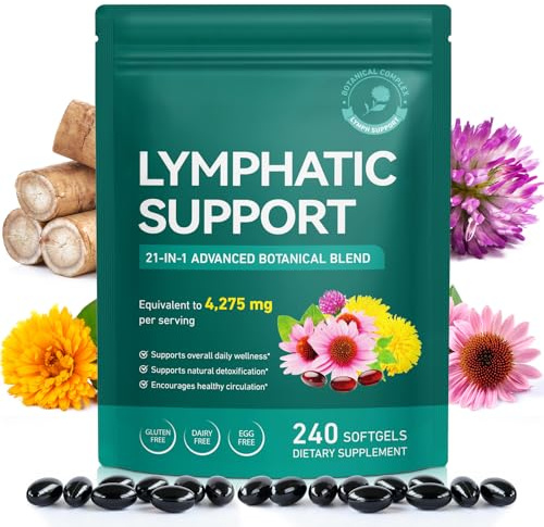 Lymphatische Drainage Supplement 240PCS, Lymph System Support Supplement Lymph Cleanse Detox 21-in-1 Kräutermischung zur Unterstützung gesunder Energieniveaus und Immun-Gleichgewicht