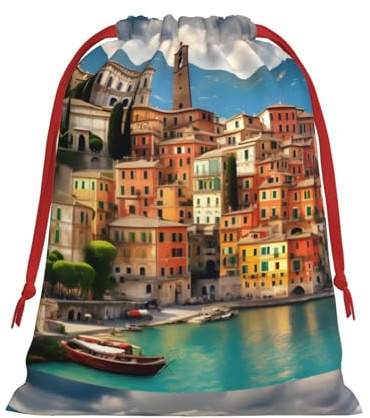 Schöner Italien-Druck, Geschenkbeutel mit Kordelzug, Urlaub, Party, Gastgeschenke, Geburtstag, tägliche Aufbewahrung, Büro, Heimdekoration