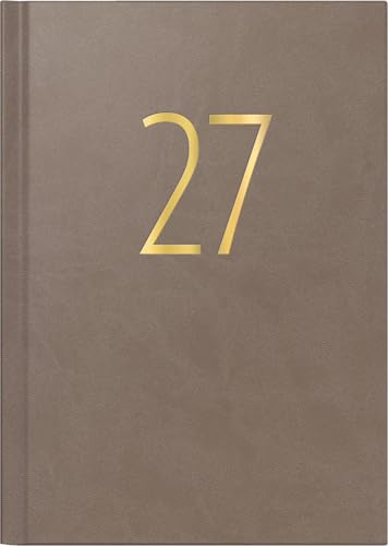 rido/idé Buchkalender Premium Young Line 2027 „Browny“ | A5, Kunstleder: 1 Seite = 1 Tag