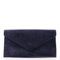 Ladies Women Real Suede Leather Envelope Chain Clutch Party Prom Evening Bag (Navy)