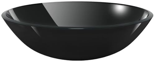 vidaXL Waschbecken Hartglas 42cm Schwarz Aufsatzbecken Waschschale Waschtisch
