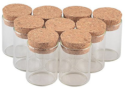 Jarvials 12pcs Bouteille De Tube à Essai Transparente avec Bouchon en liège, capacité De Stockage De 15 ML, diamètre extérieur du Flacon De Tube à Essai De 30 mm (12, 15ml)