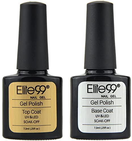 Elite99 Esmaltes Semipermanentes de Uñas en Gel UV LED, 2pcs Kit de Esmaltes de Uñas 7,3ml (Base y top coat)