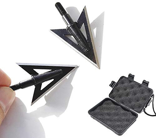 ZSHJG 10pcs Pfeilspitzen Jagdspitzen Armbrust Bogen mit 2 Klingen 100 Grains Broadhead mit Box Pfeilspitzen für Bogenchießen Bogensport (Type2)
