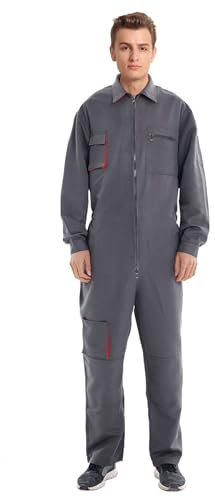 Oralidera Herren Arbeitsoverall Mechanisch Jumpsuit Overall mit vielen Taschen Maleroverall Arbeitskleidung für Handwerker, Grau, XL