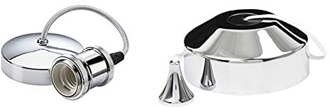 Knightsbridge 6 Inch E27 Vintage Pendant Set - Polished Chrome + 8300PC Polished Chrome Bathroom Ceiling Pull Cord Light Switch Pull Cord