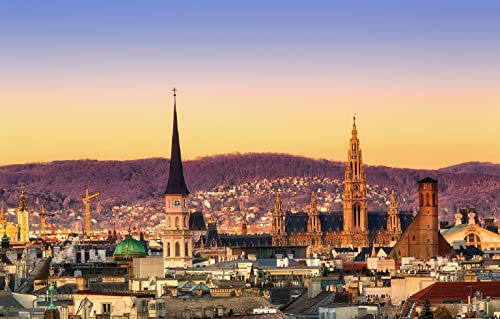 LHJOYSP konzentrationsspiele für Kinder 3D Puzzle 1000 Teile Stadt Himmel Landschaft österreich dachturm Wien 75x50cm