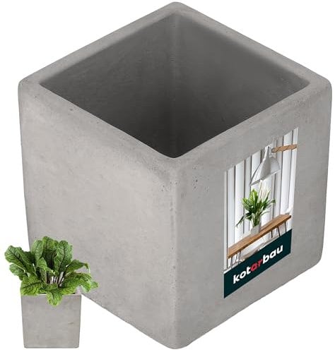 KOTARBAU® Pot de fleurs, cache-pot pour fleurs, plantes, en béton décoratif, carré, 16 x 16 cm