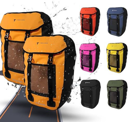 Red Loon 2X Fahrradtasche für eBike Hinten - Bike Packing - Wasserdichte Radtasche für Gepäckträger - Hinterradtasche - Gepäckbox aus LKW-Plane Pro Plus Orange