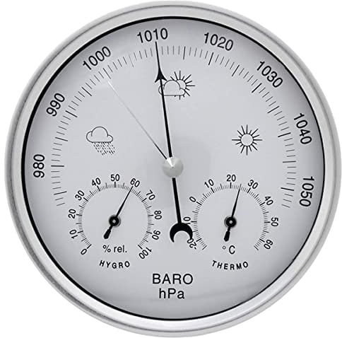 zalati Analogico Barometro Termometro Igrometro con Telaio In Acciaio Inox 3 in 1 Stazione Meteo per Interni ed Esterni