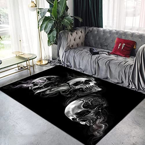 Xisnuient Moderne Gothic Schädel Area Teppich Schwarz 100x200 cm