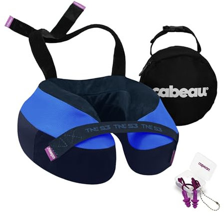 Cabeau Evolution TNE S3 Reisekissen - Nackenkissen für unterwegs - Memory-Foam-Flugzeugkissen - Nackenkissen mit Befestigungsriemen - Unterstützung für Reisen, Zuhause, Büro und Gaming (Sydney)