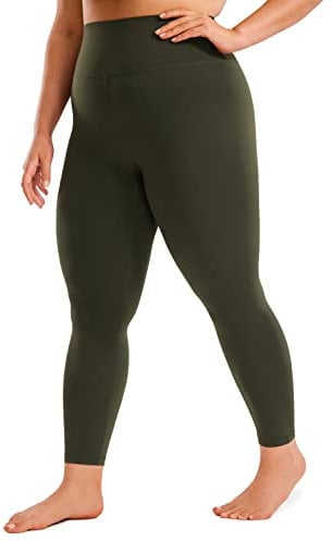 CRZ YOGA Butterluxe Damen Übergröße Leggings - 64cm Große Größen High Waist Workout Leggins Butterweiche Spandex Yogahose Olivgrün 50