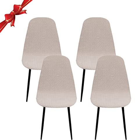 Jaotto Stuhlhussen 4er Set Strech, Esszimmerstühle Bezug Universal Waschbar Abnehmbare,Elegante Stuhlbezug Stuhlabdeckung Antirutsch, Küchenstühle für Büro Esszimmer Wohnzimmer,Diagonale Licht Kamel