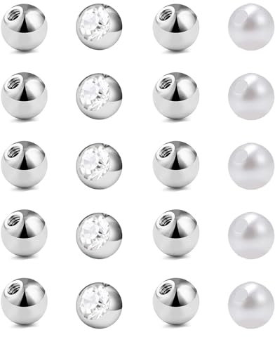 Besyvvin 20er Piercing Kuglen 3mm 16G Ersatzkugeln Chirurgenstahl Silber 1,2mm Piercing Lippe Septum Helix Kugel