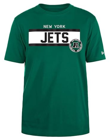NEW YORK JETS New Era Cap NFL T-Shirt régulier Haute densité Encre sérigraphiée sur Le Devant Graphique Original Couleur d'équipe Unisexe Vert