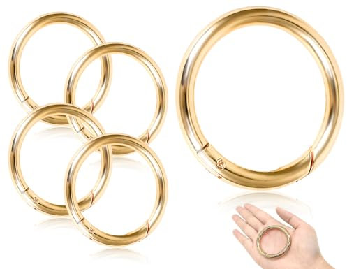 ZoeTekway Pack de 4 mosquetones,mosquetones grandes de aleación de zinc,junta tórica muy robusta,hebilla de llavero,accesorios de cierre de repuesto,para llaveros,bolsos,joyas(48 mm,dorado,redondo)