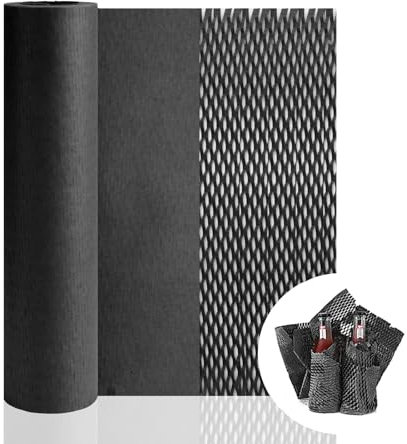 SKYPRO 1 x schwarzes Wabenverpackungspapier, umweltfreundliches Kissenverpackungspapier für Umzug, Versand, Verpackung, zerbrechliche Gegenstände (5 m x 30 cm)