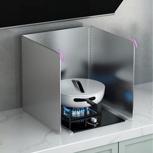 Paraspruzzi pieghevole per fornelli a gas e piani cottura, rivestimento antiaderente, in acciaio inox, 30 x 30 cm