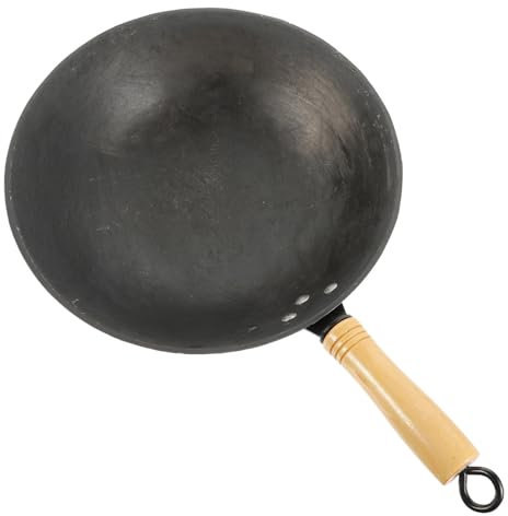 TOPBATHY Poêle Wok De Cuisson Pour Plaque À Induction 30 Cm De Diamètre Traditionnelle Martelée À La Main Robuste Facile À Utiliser