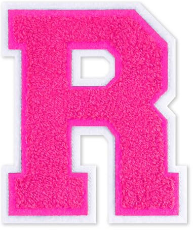 QianSiLi 4.5 Inch Chenille Iron On Letters for Clothes Varsity Letter Patches Embroidered Patch Iron On Patches for Clothing Jacket/Hoodie/Varsity (Pink,R)